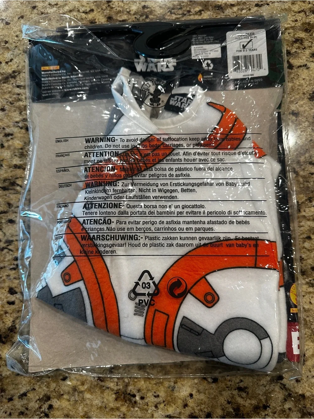 Star Wars BB-8 Toddler Costume - White & Orange 2T-3T